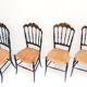 Chiavarina chairs in cherry wood with straw seat, early 20th century, Set of Four