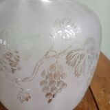 Oil lamp globe - Vine and grape frieze - frosted, sandblasted glass