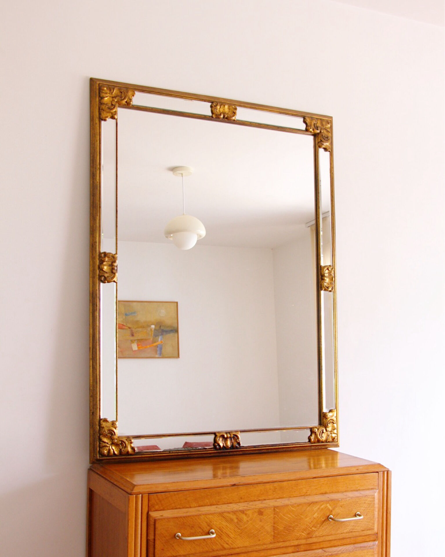 Large golden mirror Deknudt vintage 1970s