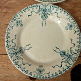 Set of 4 old opaque porcelain plates from Gien, Venice Terre de fer model