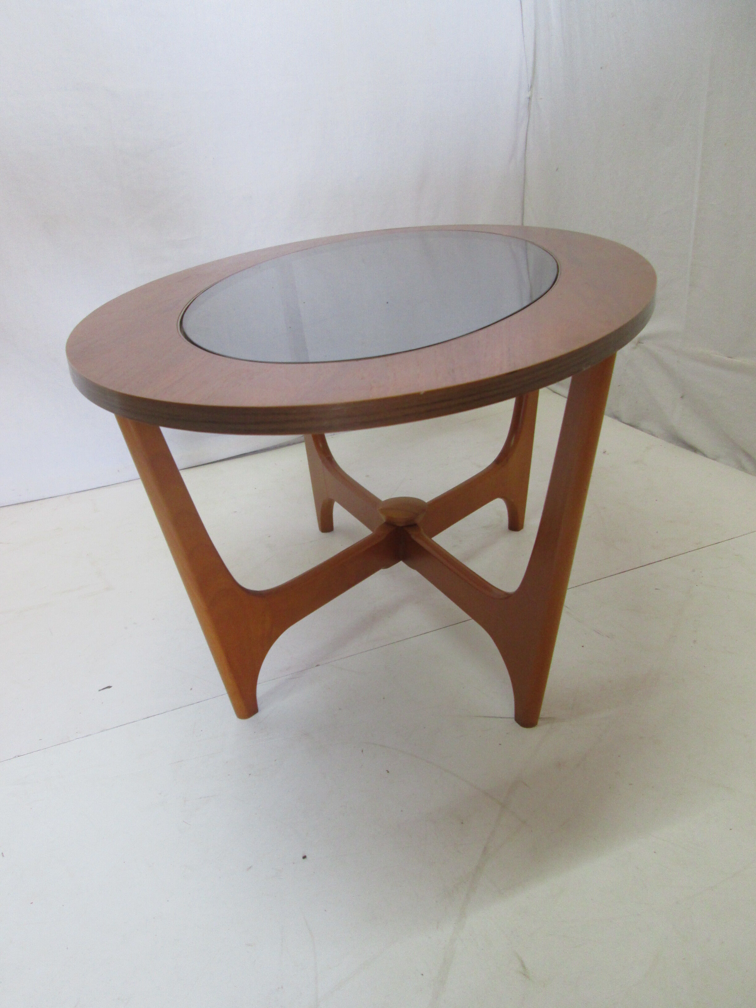 Oval teak coffee table