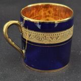 Litron cup porcelain from limoges legle blue from the oven and fine gold a464