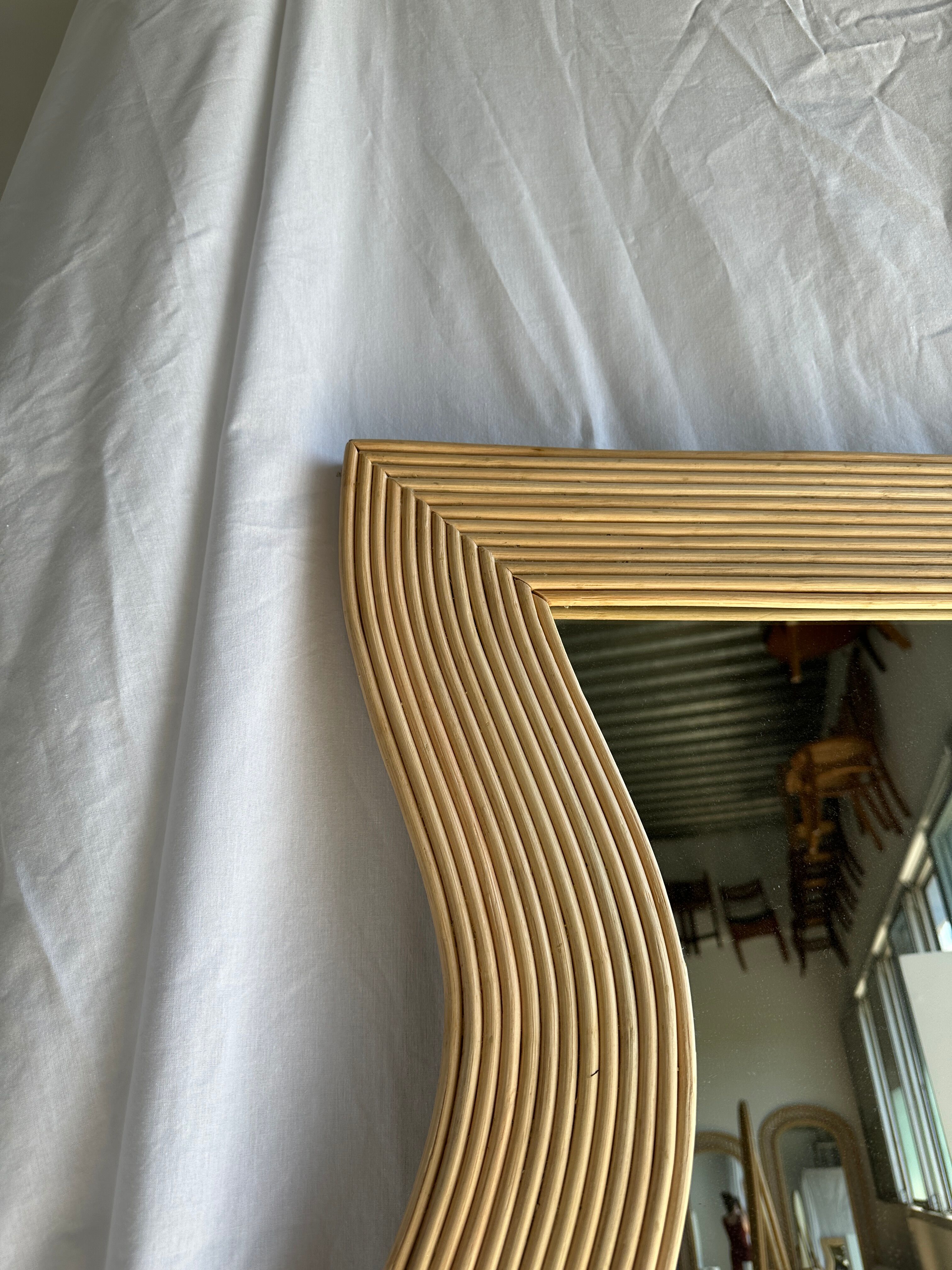 Zigzag rattan foot mirror H:182cm