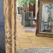 Louis Philippe mirror with faux wood decor 93 x 69 cm
