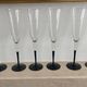 set of 6 vintage champagne flutes with black stems – 1970s