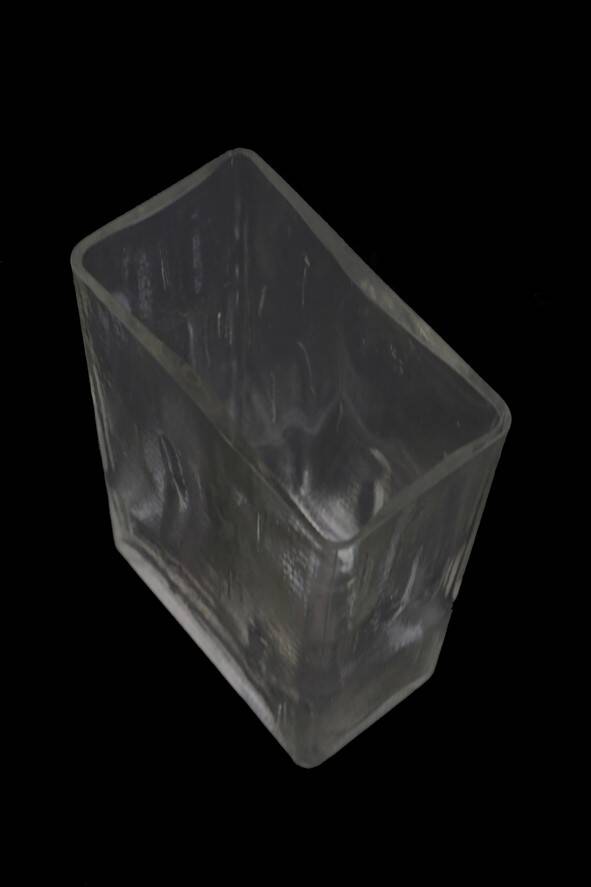 Rectangular Riihimäen Lasi glass vase / mid-century modern / Finnish design / attributed to Helena Tynell / 1970s
