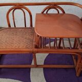 Banquette avec table rotin
