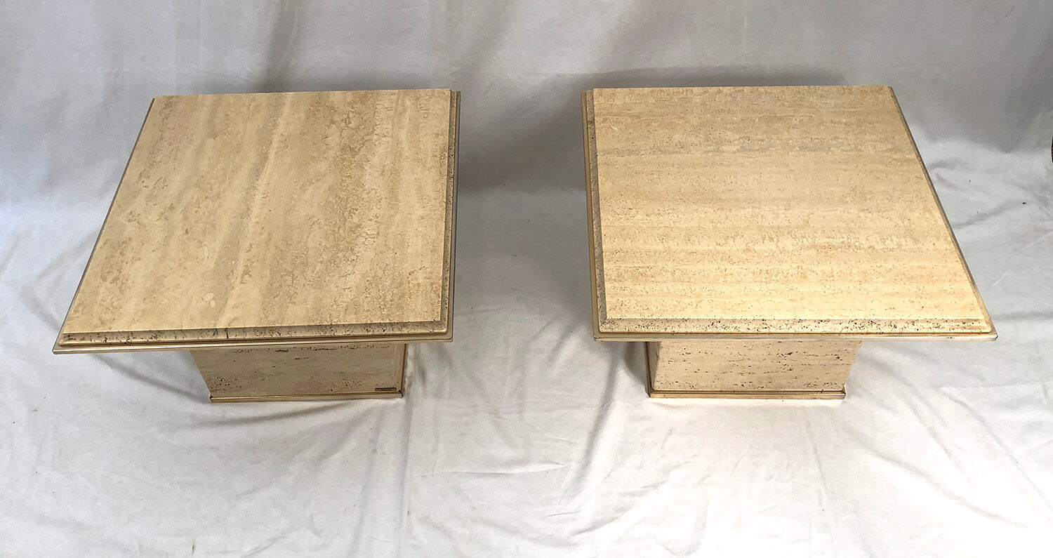 Pair of sofa ends in travertine
