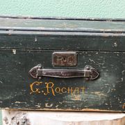 Old wooden travel trunk
