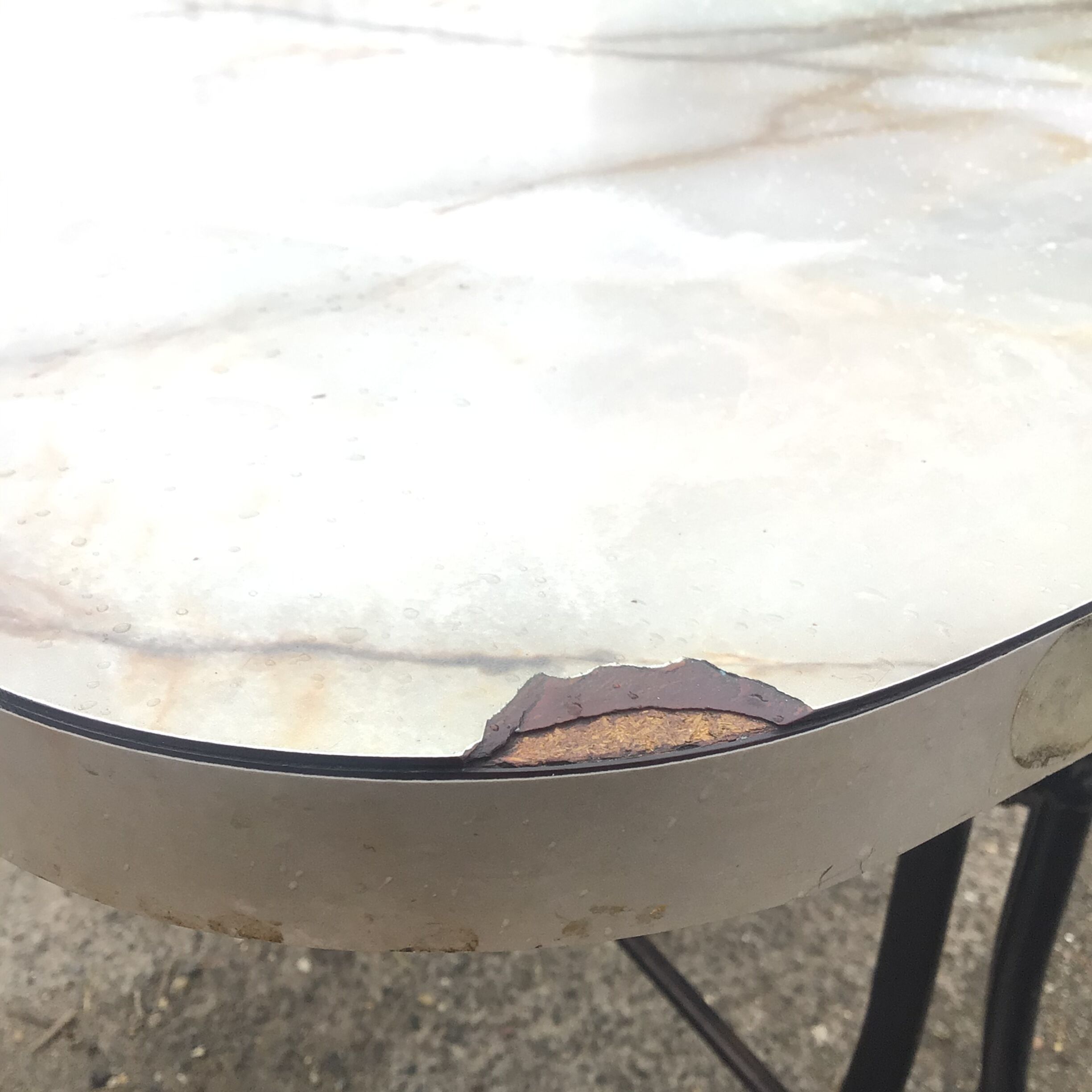 Cast-iron bistro table with marble effect
