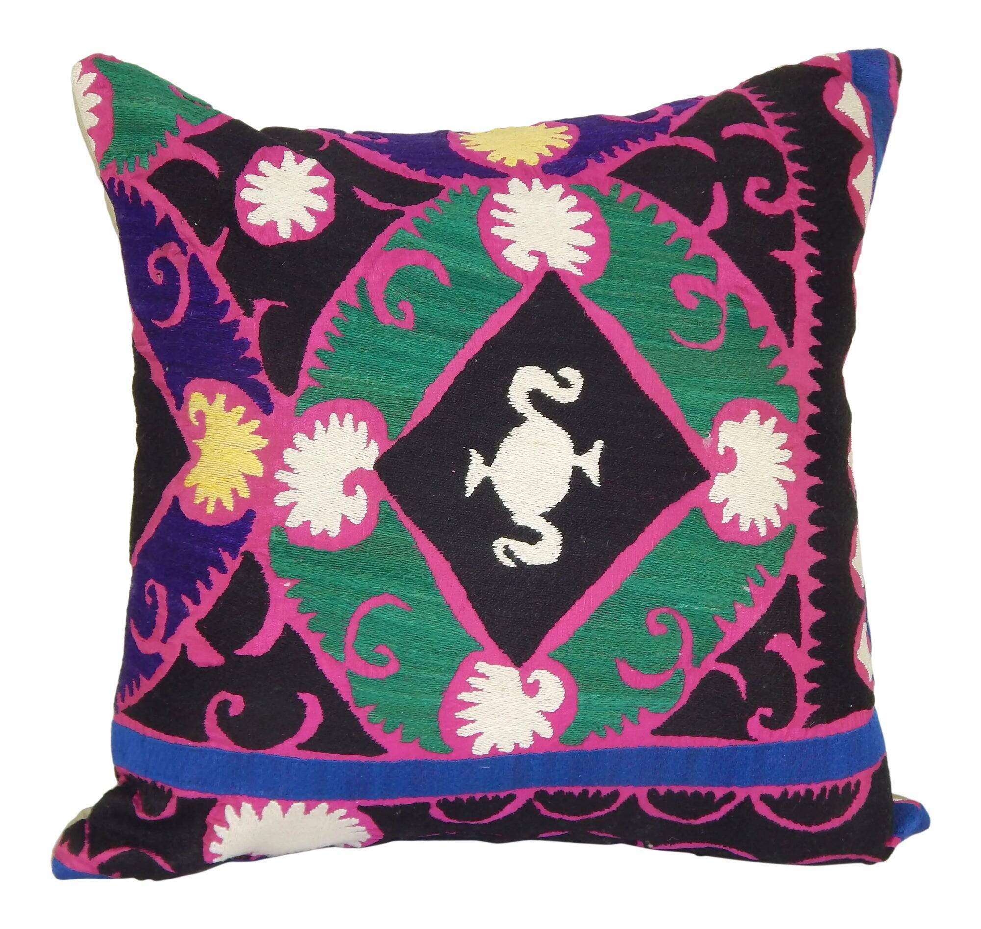 Housse de coussin brodée vintage 46x46 cm