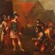 Ancient painting with a historical subject, oil on canvas, 17th century.