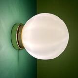 Vintage wall or ceiling light globe in white opaline.