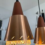 Scandinavian Boomerang chandelier from the 60s in teak, metal and glass