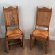 Lot de 6 chaises brutalistes en bois et rotin