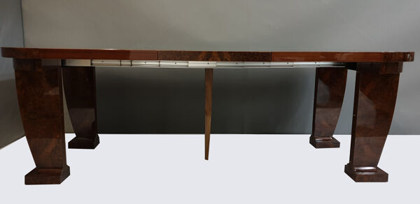 Table console en ronce de noyer de Californie avec ses rallonges