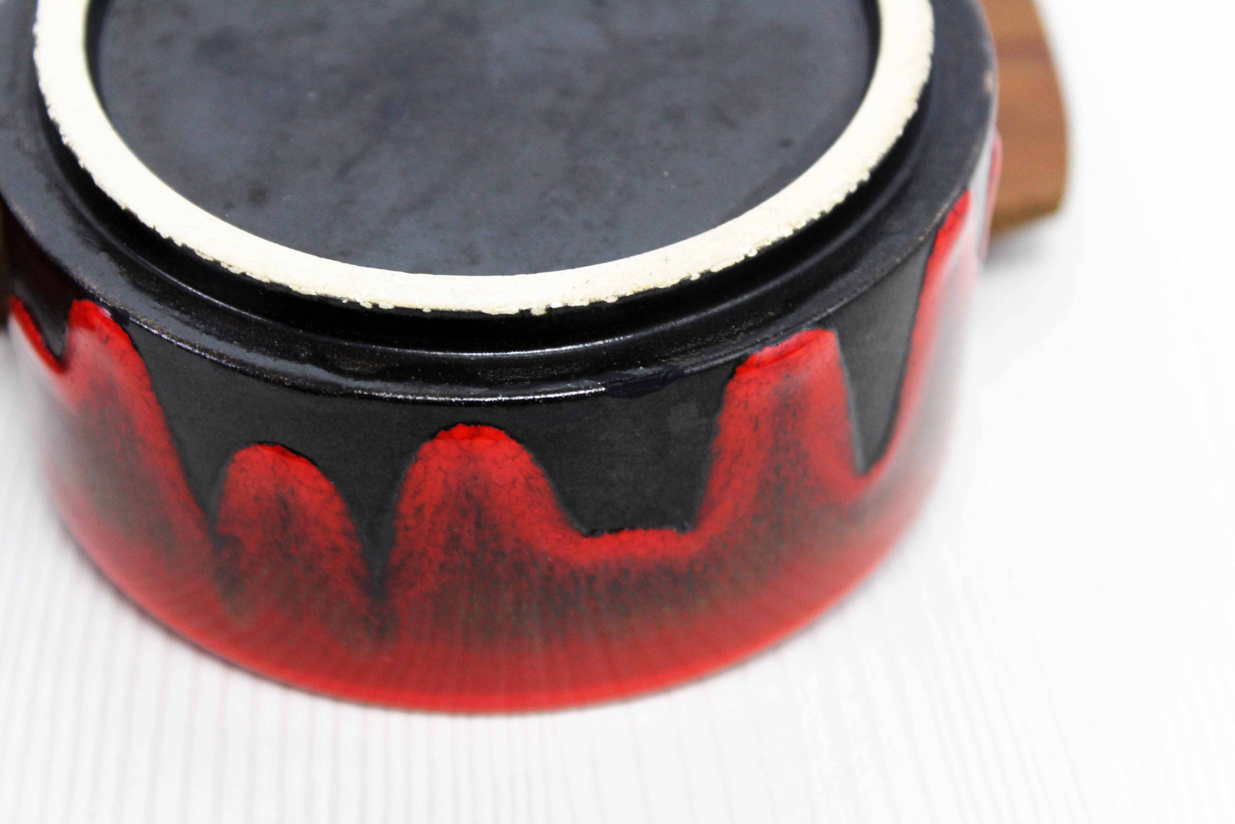 Scandinavian teak tray with 4 ceramic ramekins 1960