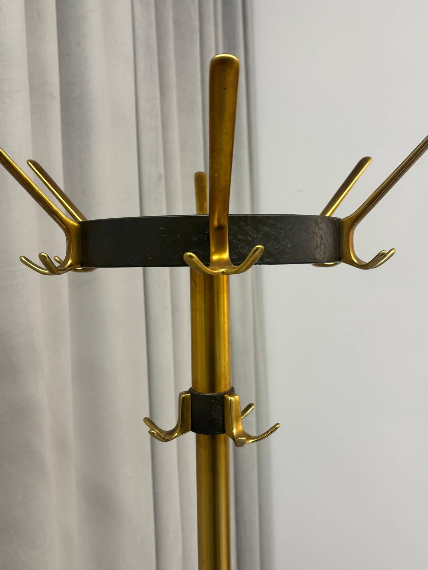 Vintage Brass & Metal Coat Stand By Jacques Adnet, France 1950’s
