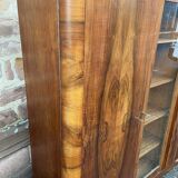 Mid-century art-deco library display case vintage 1950 burl walnut