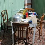 White farm table patinated
