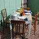 White farm table patinated