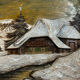 Alpine Table in carved and painted wood 23/32 cm