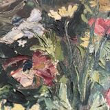 Bouquet, old fabric signed Rouban