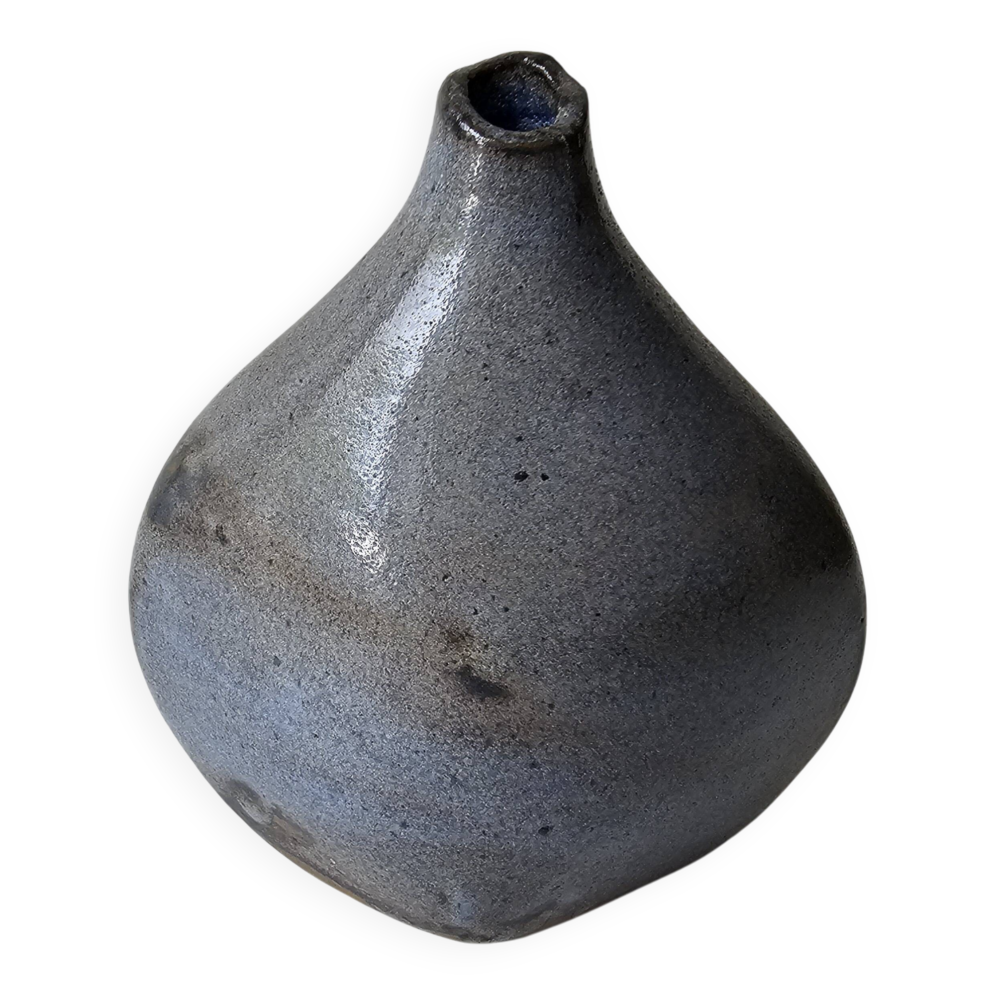Grey glazed ceramic free-form vase - Height 17cm