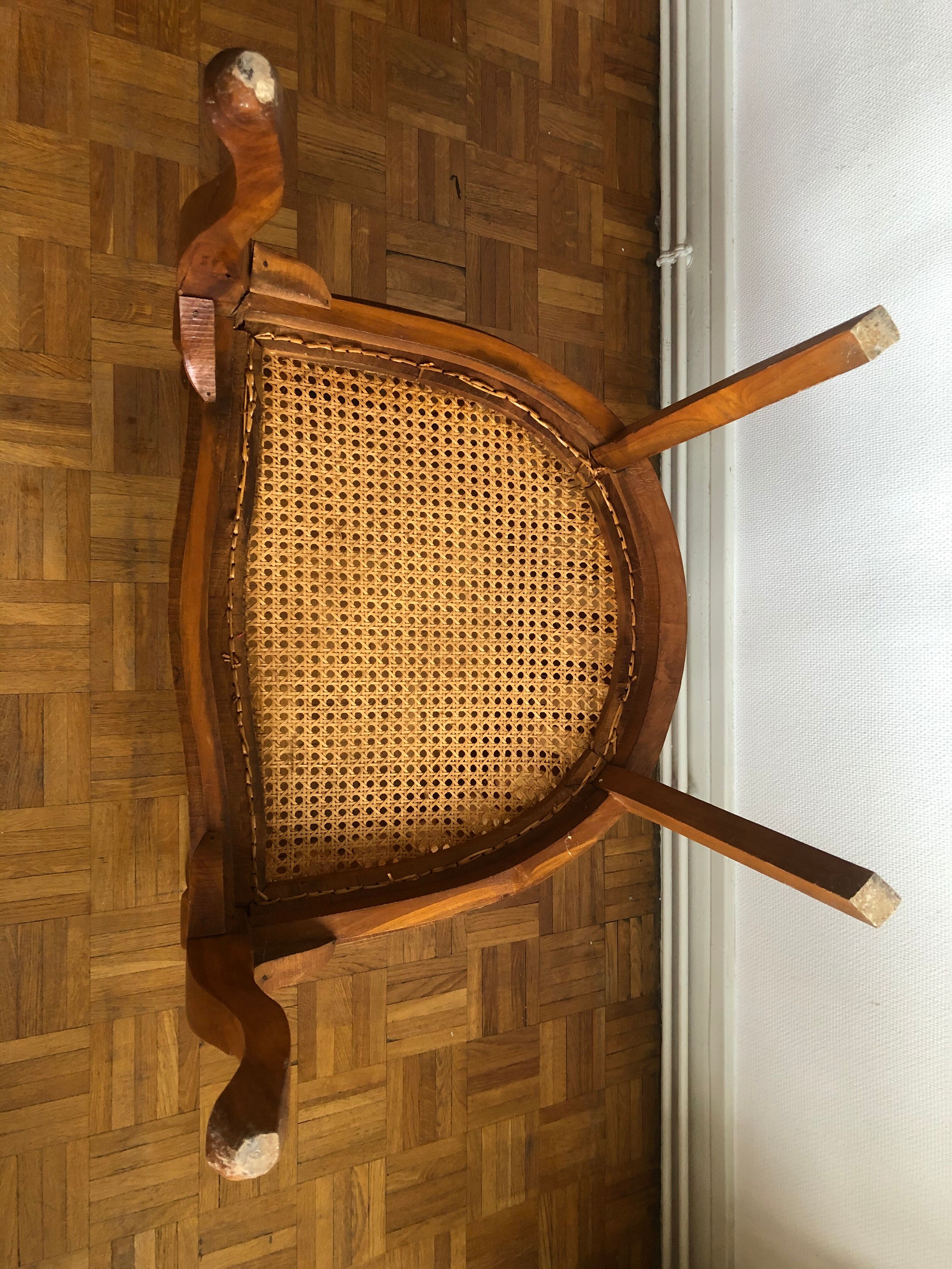 Exotic wooden canne colonial armchair