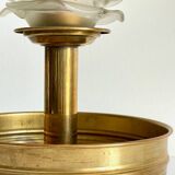 Vintage brass and glass candle holder