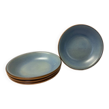 Set of 4 blue stoneware plates