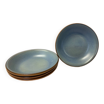 Set of 4 blue stoneware plates