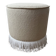 Pouf rond avec franges en bas, en bouclée crème.