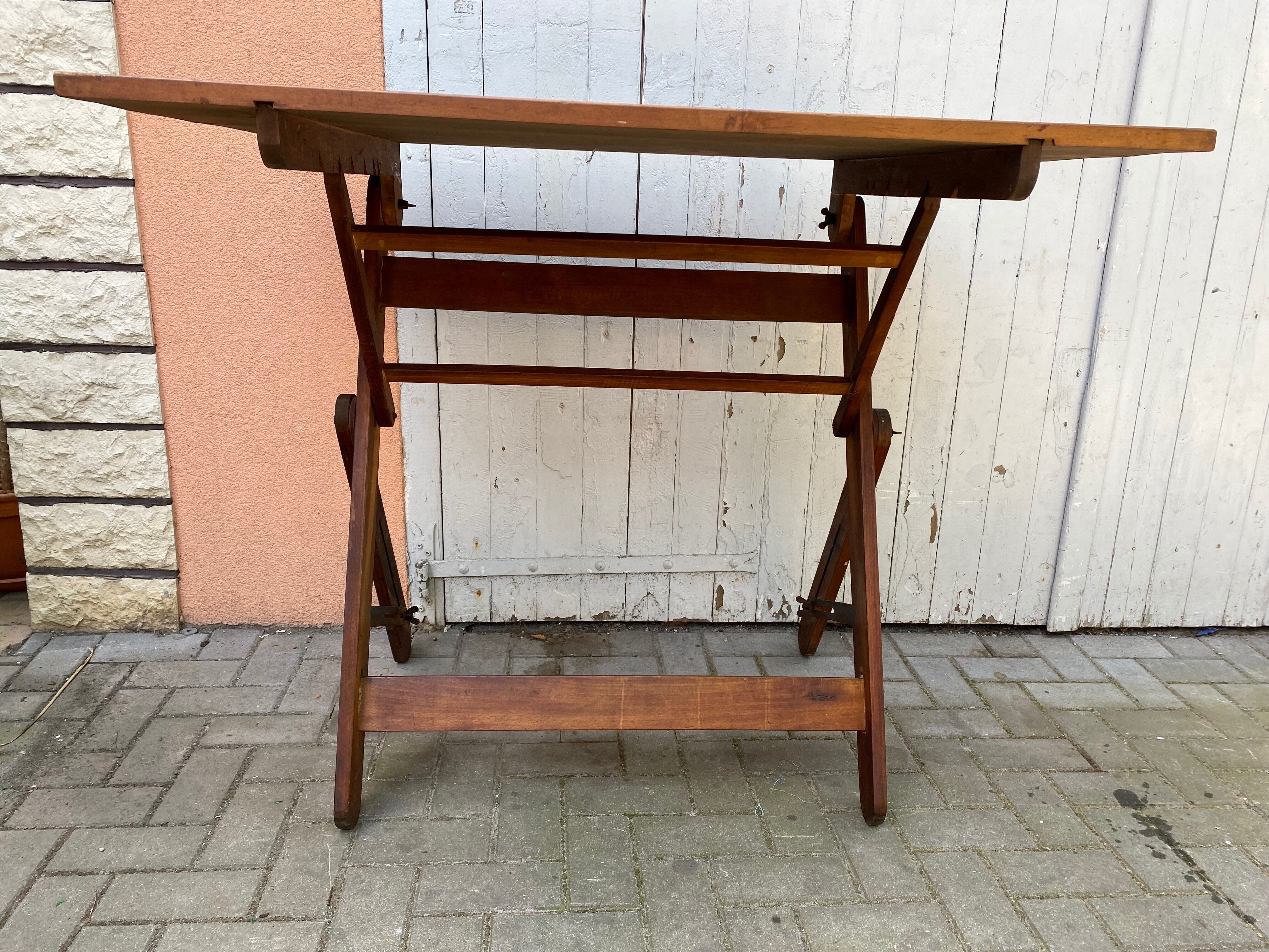 Vintage architect's table in wood drawing table 1930