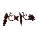 Paire d'appliques métal bordeaux globe en verre