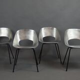 Four aluminium chairs by Pierre Guariche