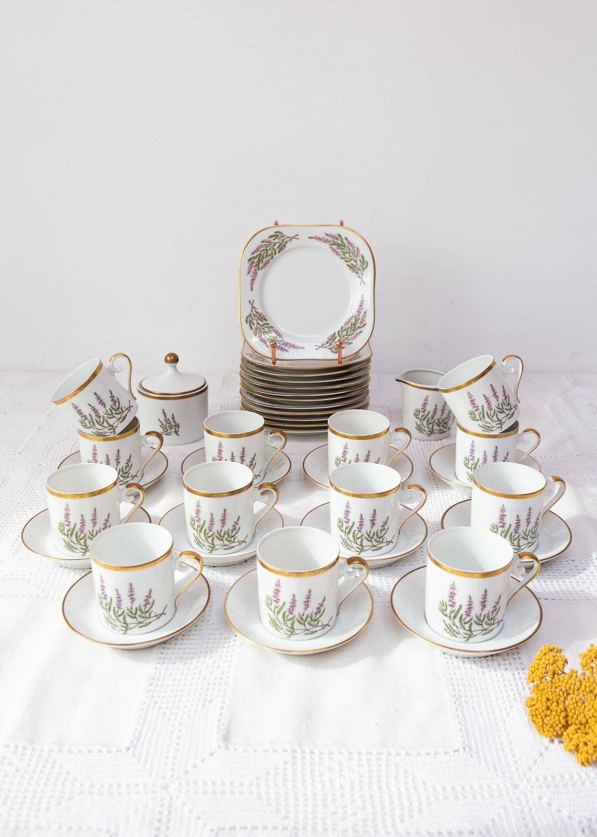 Hackefors coffee service "Ljung Calluna vulgaris" circa 1950 (39 PIECES)