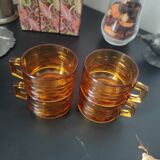 Set of 4 Vereco amber glass cups