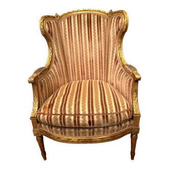 Bergère de style louis xvi en bois doré xx siècle