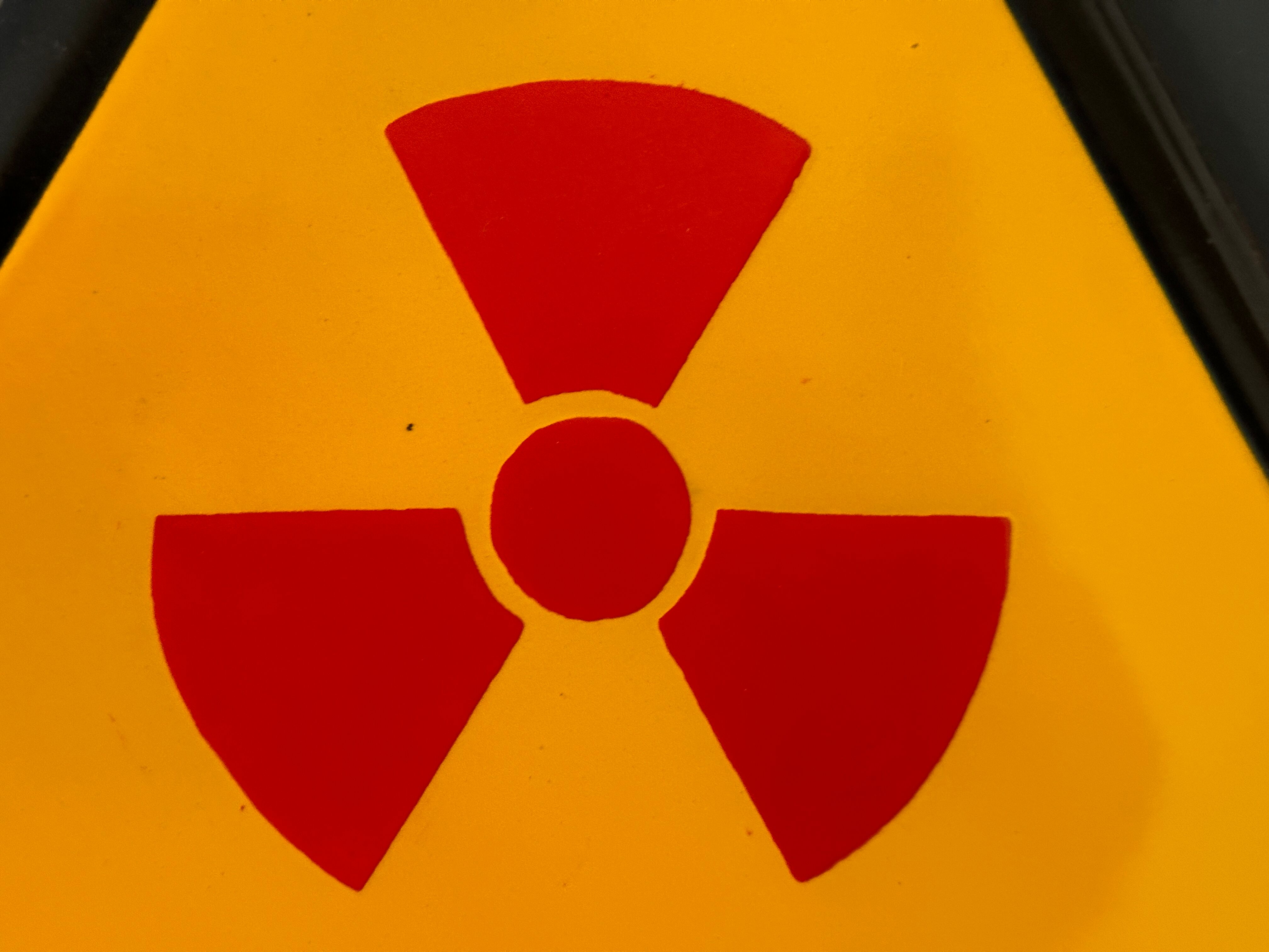 Radiation sign danger x ray warning sign european 1980's industrial big enamel