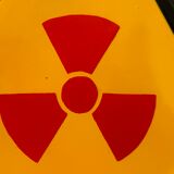 Radiation sign danger x ray warning sign european 1980's industrial big enamel