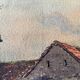 Watercolor painting Sennecey les Dijon "Rue du village avec clocher" 1934 Signed
