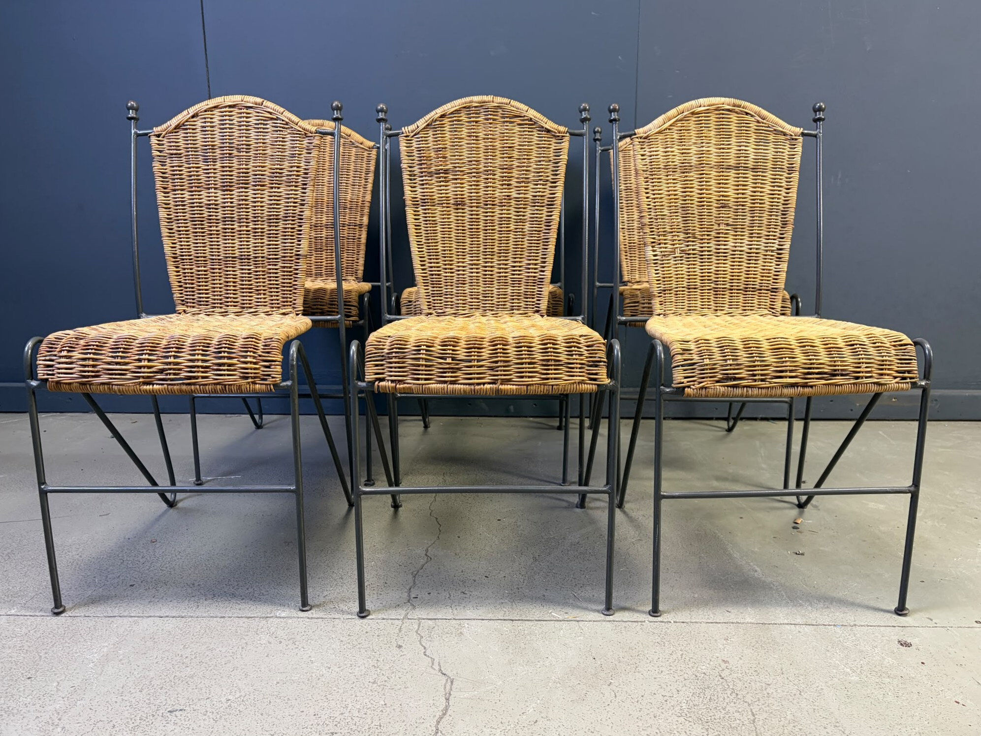 Vintage wicker bistro chairs by Frederik Weinberg, 1960s