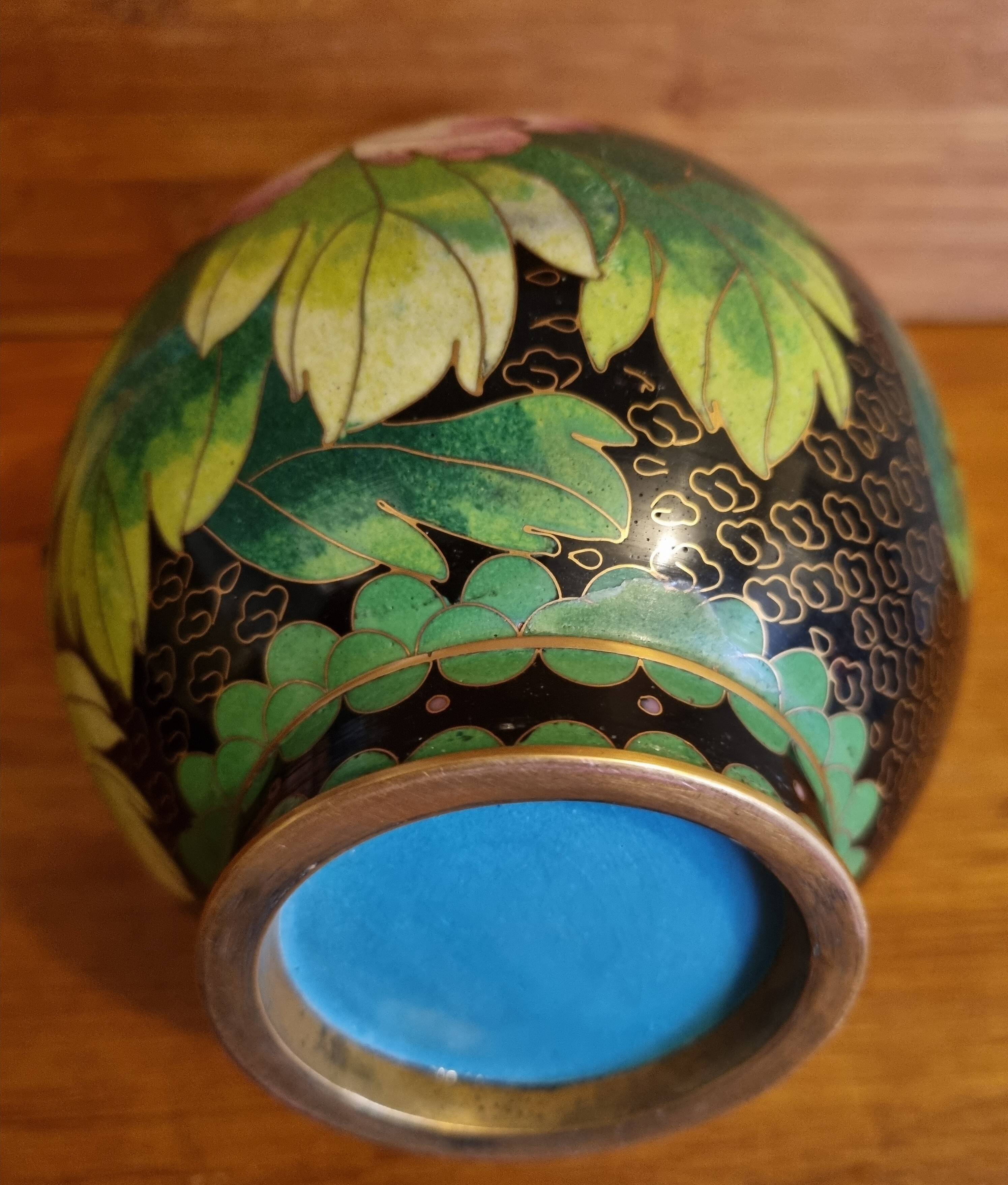 Chinese vase in cloisonné enamel 21 cm