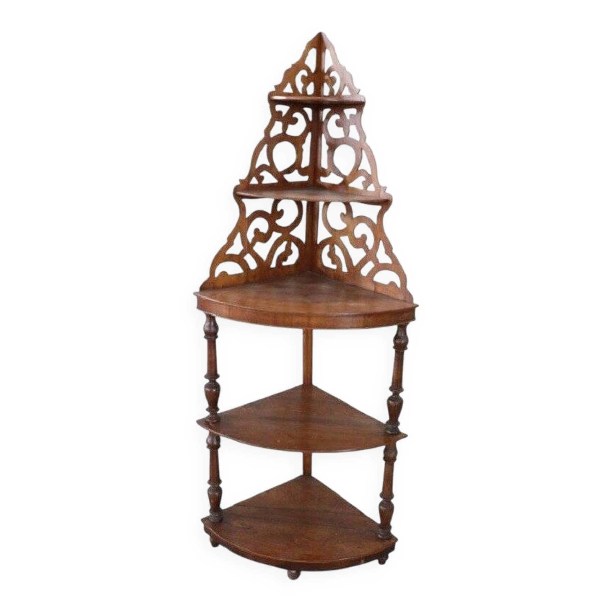 Antique walnut corner shelves 19th century