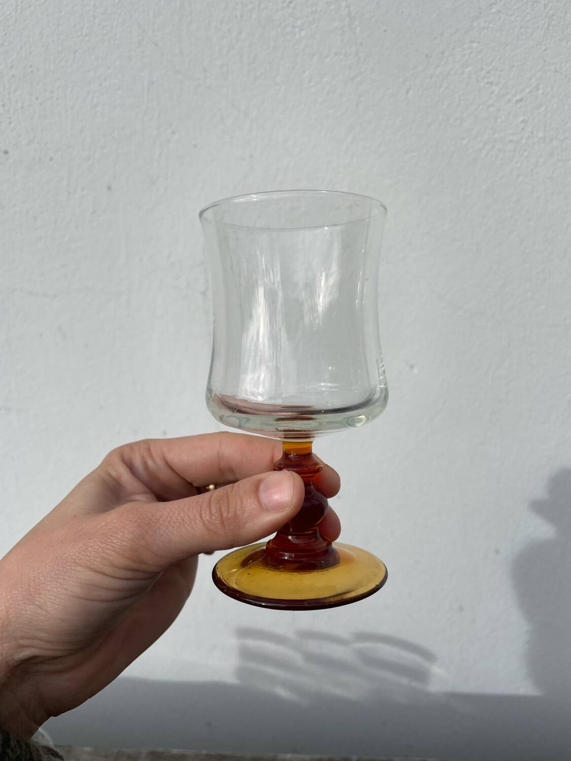 Amber stemmed glasses