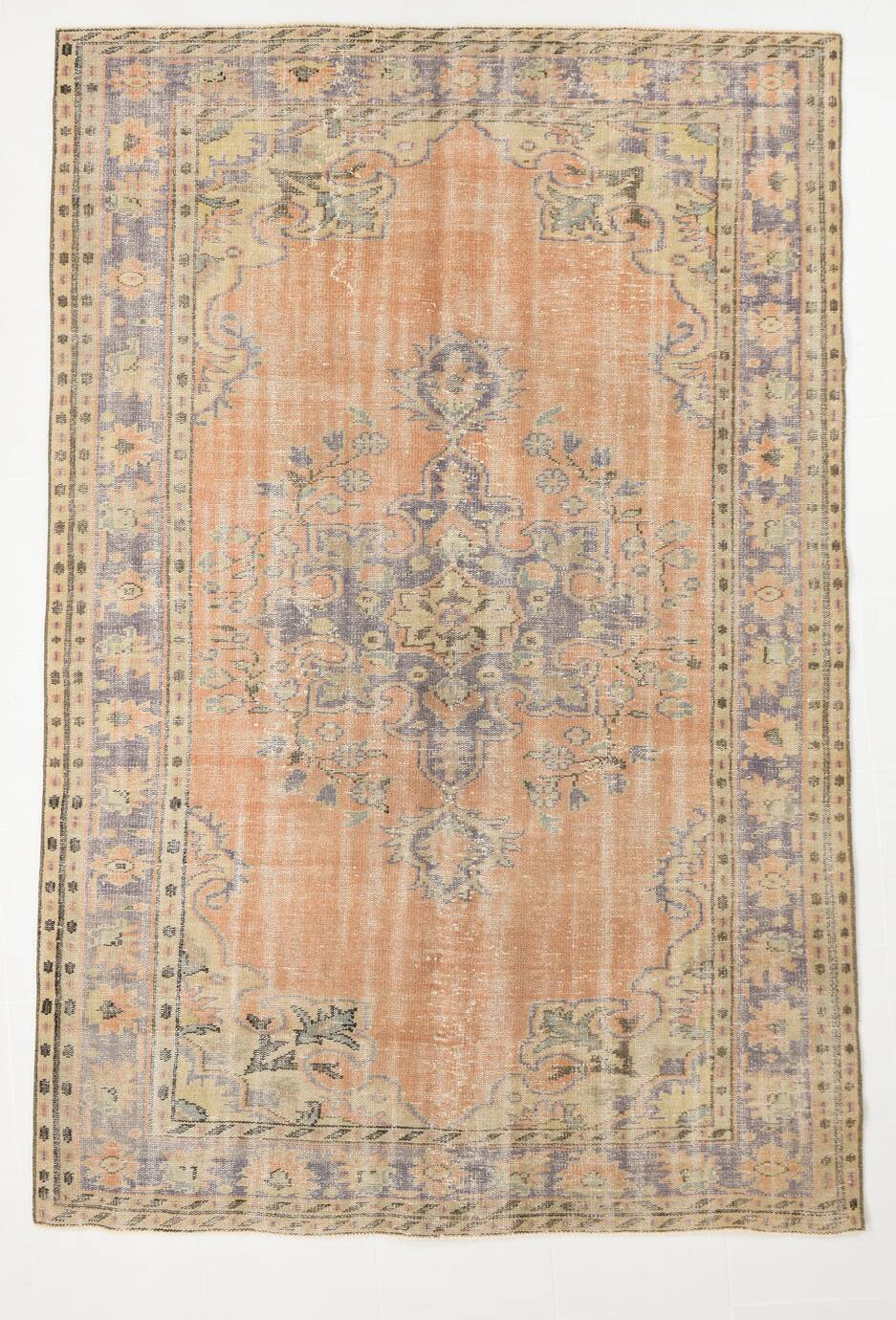 6x9 Peach & Cream Oriental Style Pattern Vintage Rug, 188x288Cm
