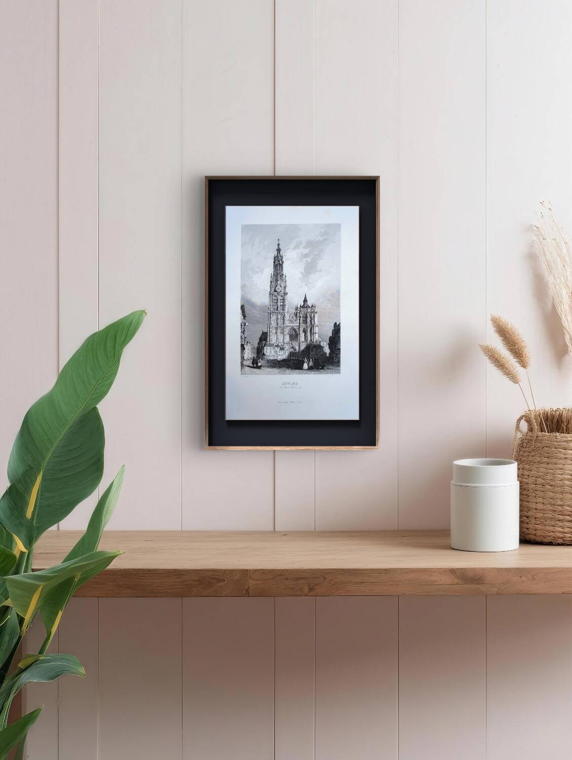 Notre-Dame of Antwerp, old engraving, printed in 1841.