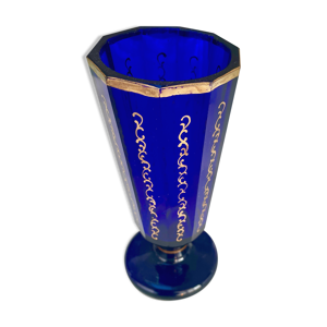 Vase Art Nouveau en cristal bleu