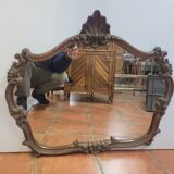 Miroir style Louis XV en chêne patiné doré 79×70cm